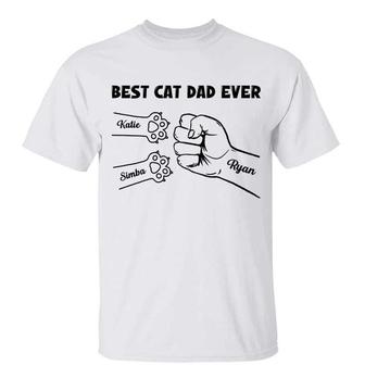 Best Cat Dad Simple Line Custom T-Shirt - Gift for Dad - Thegiftio UK