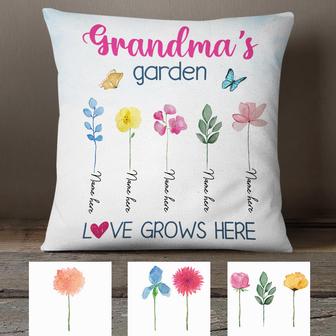 Personalized Mom Grandma Garden Love Grows Here Pillow - Thegiftio UK