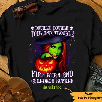 Personalized Double Trouble Witch Halloween T Shirt - Thegiftio UK