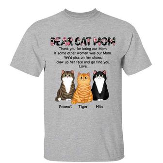 Dear Cat Mom Floral Pattern Custom T-Shirt - Thegiftio UK