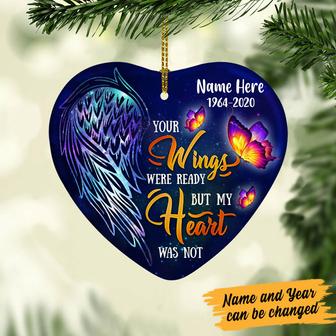 Personalized Butterfly Memorial Your Wings Were Ready Heart Ornament - Thegiftio UK