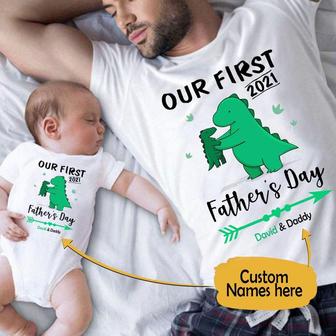 Our First Father's Day Custom T Shirt - Gift for New Dad - Thegiftio UK