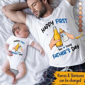 Happy First Father's Day Custom T Shirt - Gift for New Dad - Thegiftio UK