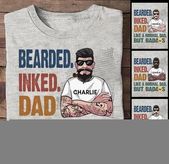 Bearded Inked Dad Like A Normal Dad Custom T-Shirt - Thegiftio UK