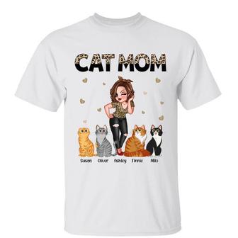Leopard And Black Sassy Cat Mom Custom T-Shirt - Thegiftio UK