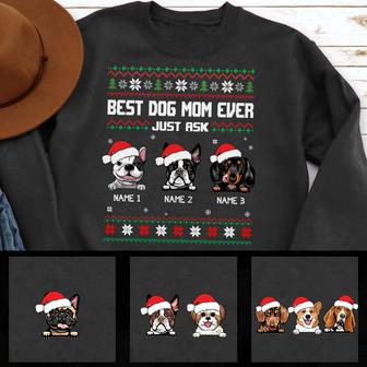 Personalized Best Dog Mom Ever Christmas Sweatshirt - Thegiftio UK