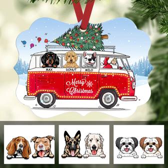 Personalized Red Truck Dog Christmas MDF Ornament - Thegiftio