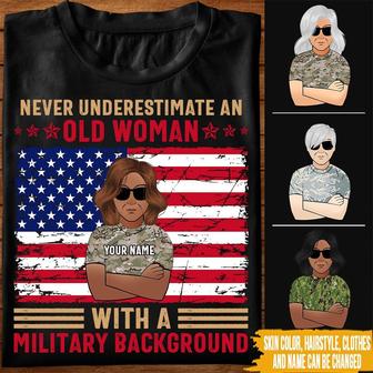 Never Underestimate An Old Woman Custom T Shirt - Thegiftio UK