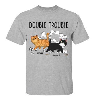 Walking Cat Double Trouble Custom T-Shirt - Cat Lovers Gift - Thegiftio UK