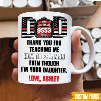 Firefighter Custom Mug Thanks For Teaching Me - Gift for Dad - Thegiftio UK