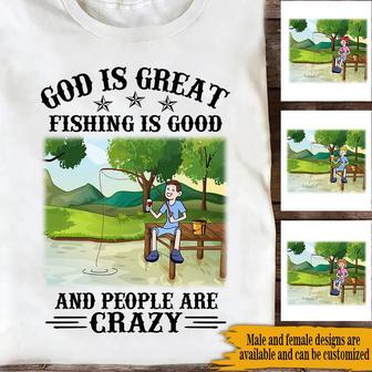 God Is Great Fishing Is Good Custom T-Shirt - Fishermen Gift - Thegiftio UK