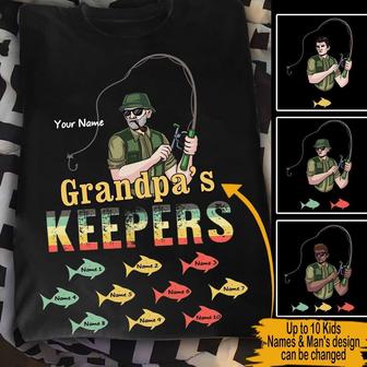 Grandpa's Keepers Custom T Shirt - Gift for Grandpa - Thegiftio UK