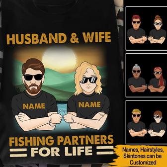 Fishing Partners For Life Custom T-Shirt - Gift for Couples - Thegiftio UK