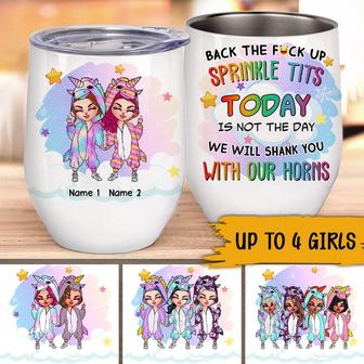 Back The Fuck Up Sprinkle Tits Custom Wine Tumbler - Gift - Thegiftio UK