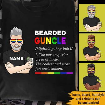 Bearded Guncle Personalized T-Shirt - Gift for Gay Pride - Thegiftio UK