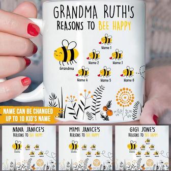 Grandma's Reason To Bee Happy Custom Mug - Gift for Grandma - Thegiftio UK