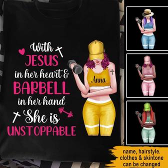 Jesus In Her Heart Custom T-Shirt - Gift for Gym Lovers - Thegiftio UK