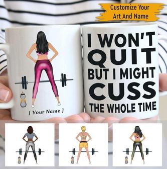 I Won't Quit But I Might Cuss Custom Mug - Gift for Gym - Thegiftio UK
