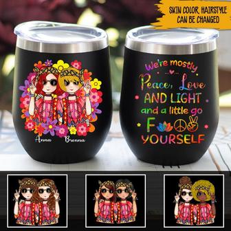 Hippie Bestie Custom Wine Tumbler - Gift for Best Friends - Thegiftio UK
