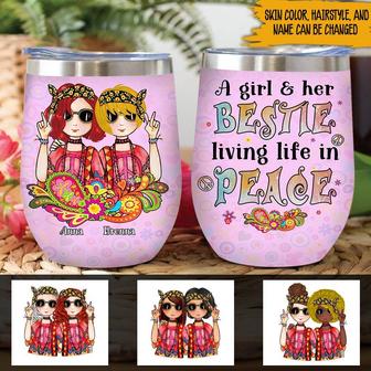 Hippie Custom Wine Tumbler - Gift for Best Friends - Thegiftio UK