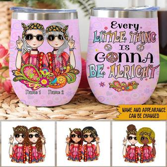 Hippie Wine Tumbler Custom Design - Gift for Bestie - Thegiftio UK