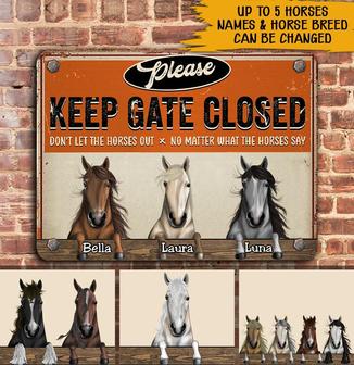 Keep Gate Closed Personalized Metal Sign - Horse Lovers Gift - Thegiftio UK