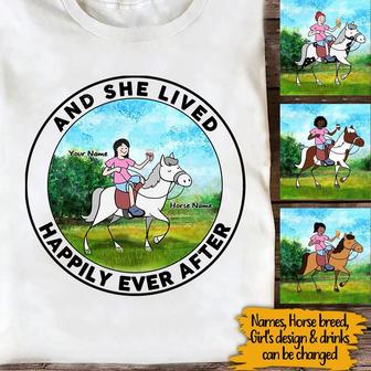 And She Lived Happily Ever After Custom T-Shirt - Horse Gift - Thegiftio UK