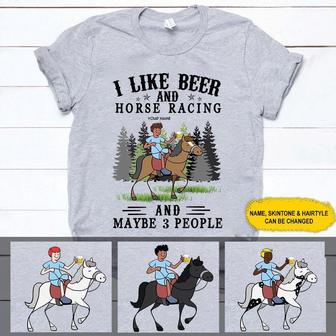 I Like Beer And Horse Racing Custom T-Shirt - Thegiftio UK