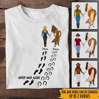 Never Walk Alone Custom T-Shirt - Gift for Horse Lovers - Thegiftio UK