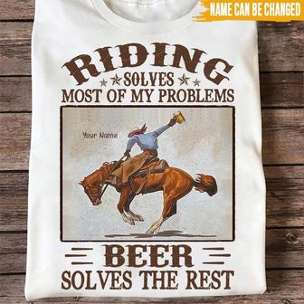 Riding Solves Most Of My Problems Custom T Shirt - Thegiftio UK