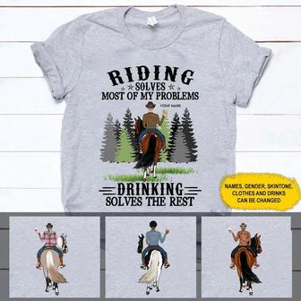Riding Solves Most Of My Problems Custom T-Shirt - Thegiftio UK