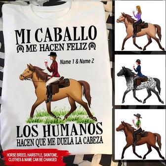 My Horse Makes Me Happy Custom T Shirt - Horse Lovers Gift - Thegiftio UK