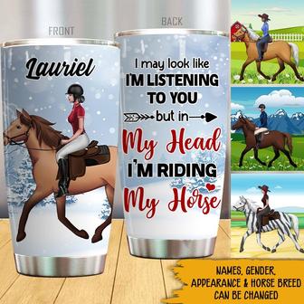 In My Head I'm Riding My Horse Custom Tumbler - Thegiftio UK
