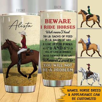 Beware I Ride Horses Custom Tumbler - Gift for Horse Lovers - Thegiftio UK