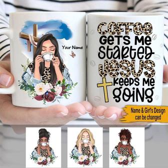 Jesus Coffee Gets Me Started Personalized Mug - Gift for Him - Thegiftio UK