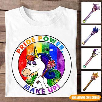 Pride Power Make Up Unicorn Custom T-Shirt - Gift for LGBT - Thegiftio UK