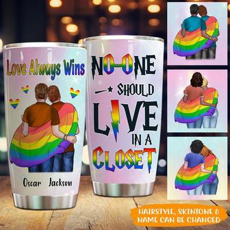 No One Should Live In A Closet Custom Tumbler - LGBT Gift - Thegiftio UK