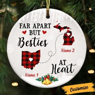 Personalized Besties At Heart Long Distance Ornament SB221 30O47 - Thegiftio UK