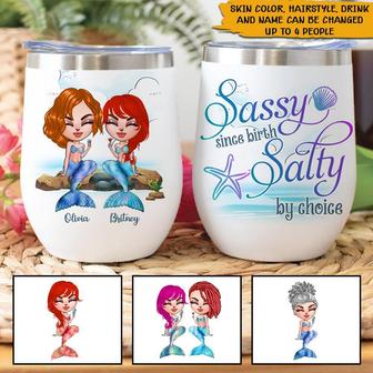 Sassy Since Birth Mermaid Custom Wine Tumbler - Besties Gift - Thegiftio UK