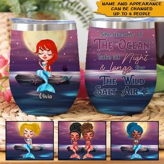She Dreams Of The Ocean Custom Wine Tumbler - Gift for Her - Thegiftio UK