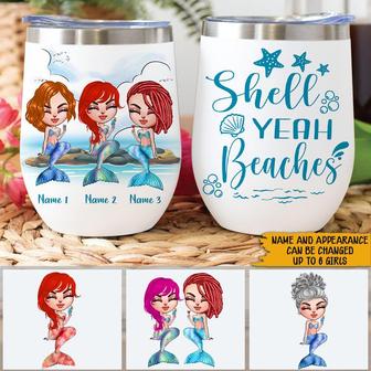 Shell Yeah Mermaid Custom Wine Tumbler - Gift for Friends - Thegiftio UK