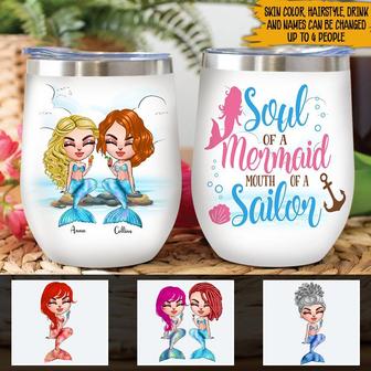 Soul Of A Mermaid Custom Wine Tumbler - Gift for Best Friend - Thegiftio UK