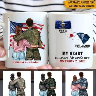 My Heart Is Where His Boots Are Custom Mug - Military Gift - Thegiftio UK