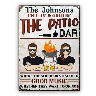 Patio Bar Grilling Listen To Good Music Custom Metal Sign - Thegiftio UK