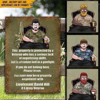 This Property Is Protected By A Veteran Custom Metal Sign - Thegiftio UK