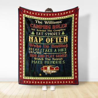 Camping Rules Sit Around Custom Blanket - Thegiftio UK