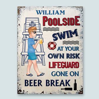 Lifeguard Gone On A Beer Break Custom Metal Sign - Pool Gift - Thegiftio UK