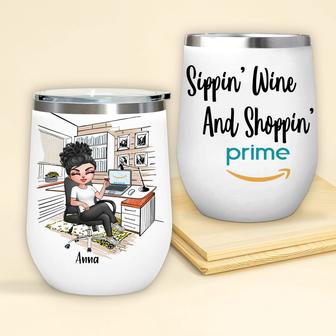 Sippin Wine And Shoppin Personalized Wine Tumbler - Gift - Thegiftio UK