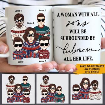 A Woman With All Sons Personalized Mug - Gift for Mom - Thegiftio UK
