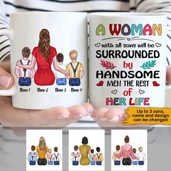 Mother's Day Mug A Women With All Sons Custom Mug - Gift - Thegiftio UK